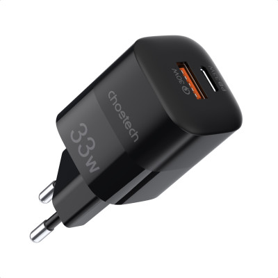 Зарядний пристрій 1хUSB-C+1xUSB 33W PD QC3.0 PD5006 чорний Choetech