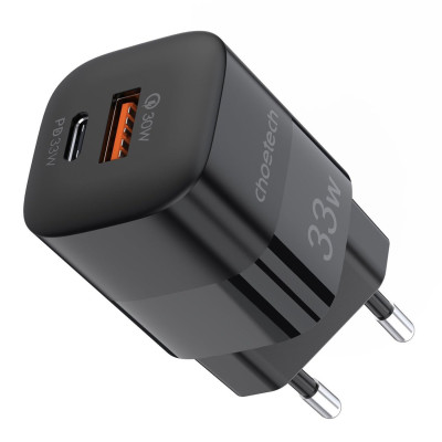 Зарядний пристрій 1хUSB-C+1xUSB 33W PD QC3.0 PD5006 чорний Choetech