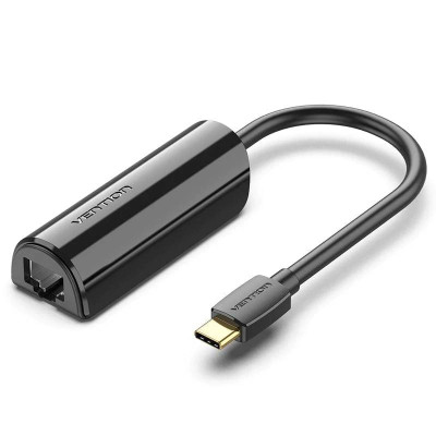 Перехідник USB 3.1 Type-C --> Ethernet RJ45 1000Mb Gigabit Vention чорний