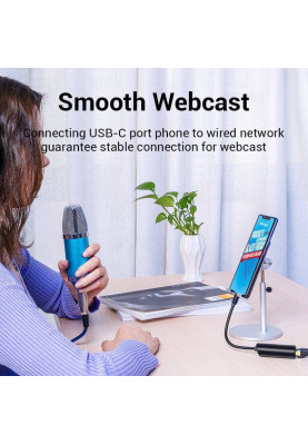 Перехідник USB 3.1 Type-C --> Ethernet RJ45 1000Mb Gigabit Vention чорний