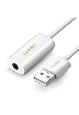 Звукова карта USB AUX jack, TRRS (Mic & Ear), ALC4042 Ugreen Біла US206