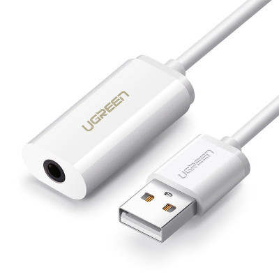 Звукова карта USB AUX jack, TRRS (Mic & Ear), ALC4042 Ugreen Біла US206
