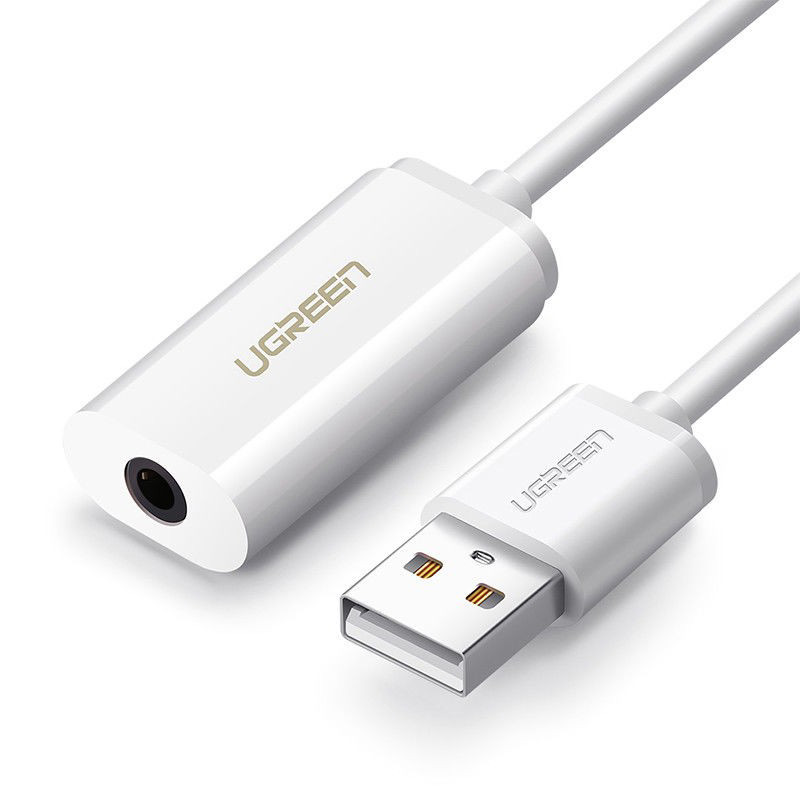 Звукова карта USB AUX jack, TRRS (Mic & Ear), ALC4042 Ugreen Біла US206
