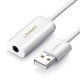 Звукова карта USB AUX jack, TRRS (Mic & Ear), ALC4042 Ugreen Біла US206