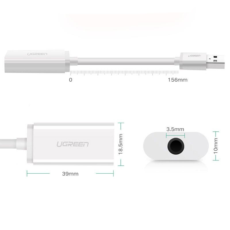 Звукова карта USB AUX jack, TRRS (Mic & Ear), ALC4042 Ugreen Біла US206