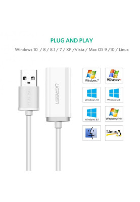 Звукова карта USB AUX jack, TRRS (Mic & Ear), ALC4042 Ugreen Біла US206