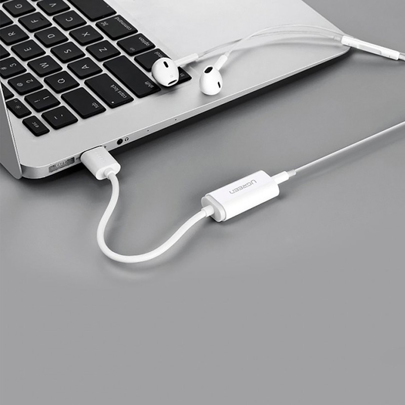 Звукова карта USB AUX jack, TRRS (Mic & Ear), ALC4042 Ugreen Біла US206