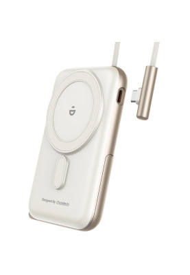 УМБ Choetech Magnetic Wireless 10000mAh 20W PD USB-C In/Out, Qi-15W,buid-in cabel White