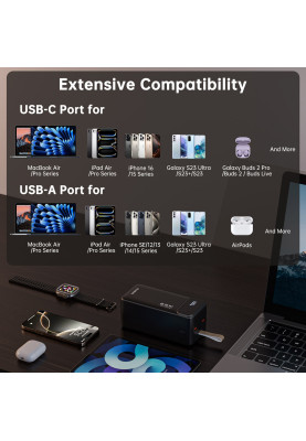 УМБ Choetech 50000mAh, 65W PD USB-C In/out, 2xUSB-A Li-pol чорна