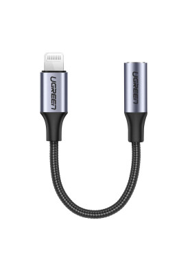 Перехідник Lightning --> 3.5 mm 10cm Headphone Jack Adapter Model US211 UGREEN Сірий