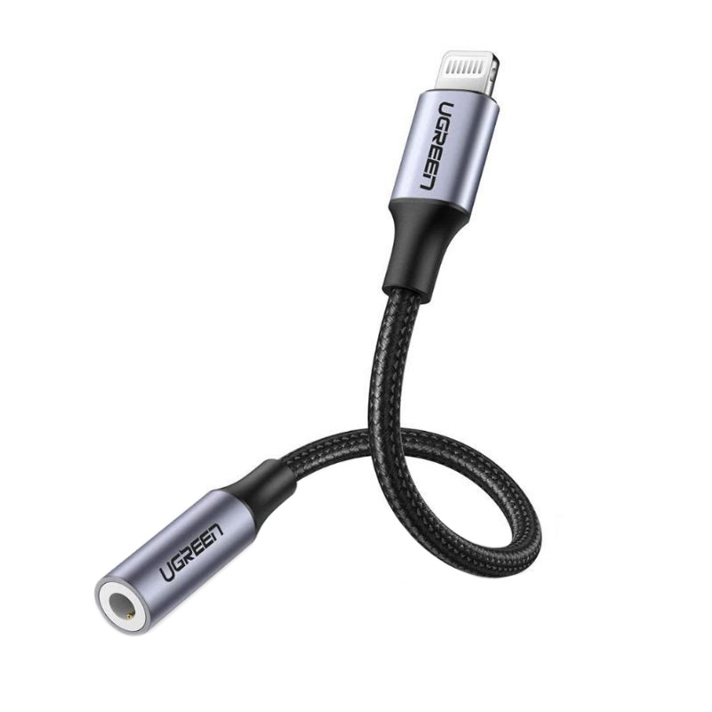 Перехідник Lightning --> 3.5 mm 10cm Headphone Jack Adapter Model US211 UGREEN Сірий
