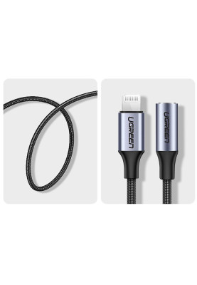 Перехідник Lightning --> 3.5 mm 10cm Headphone Jack Adapter Model US211 UGREEN Сірий