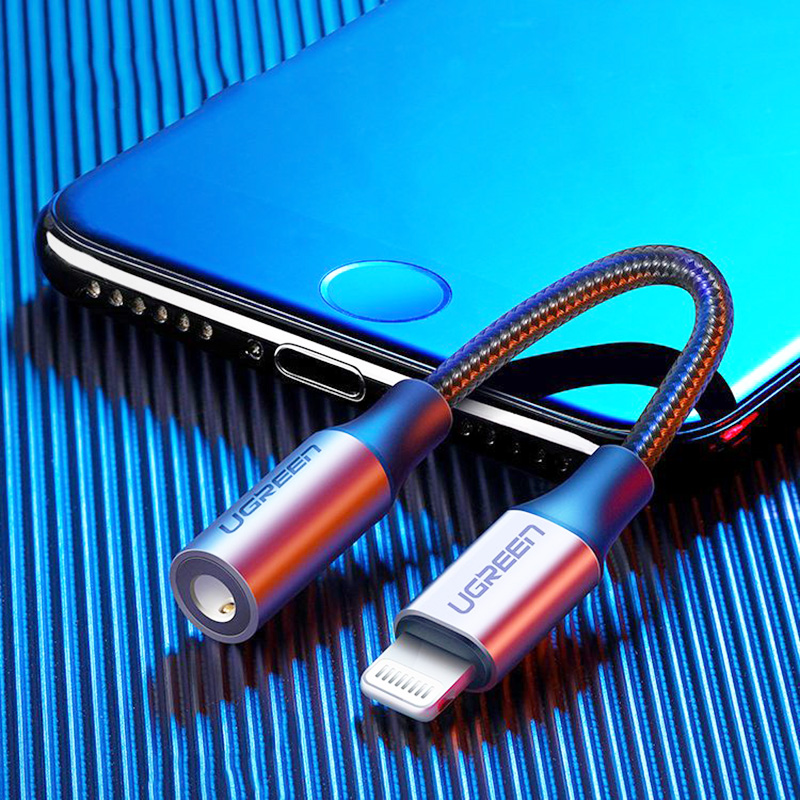 Перехідник Lightning --> 3.5 mm 10cm Headphone Jack Adapter Model US211 UGREEN Сірий