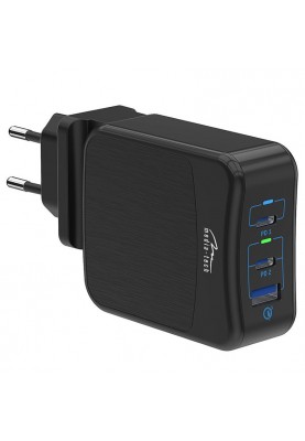 Зарядний пристрій 2xUSB-C PD 65W, USB QC 3.0, чорний Media-Tech