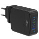 Зарядний пристрій 2xUSB-C PD 65W, USB QC 3.0, чорний Media-Tech