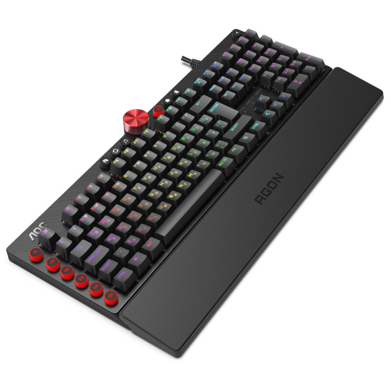 Клавіатура ігрова механічна AOC AGK700 Gaming RGB USB (Cherry Red Switch) підставка