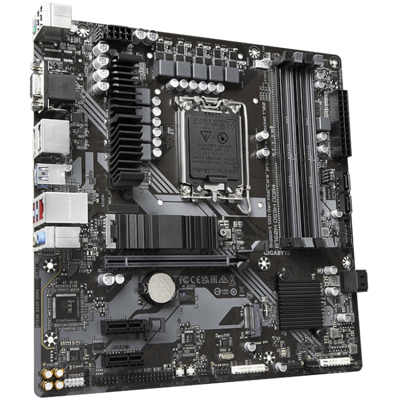 Gigabyte B760M DS3H DDR4 (1700/B760, 4*DDR4, 2хM.2 ,2xPCIex16, VGA , HDMI, 2xDP, 2.5GbE LAN, mATX)
