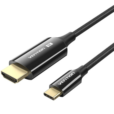 Кабель USB 3.1 Type-C M - HDMI M, 1.8m V2.0 8K 60 Гц Zinc Alloy TPE Black Vention