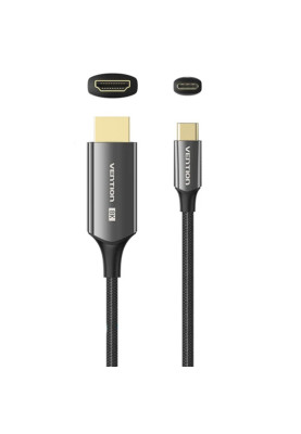 Кабель USB 3.1 Type-C M - HDMI M, 1.8m 8K 60 Гц Zinc Alloy TPE Black Vention