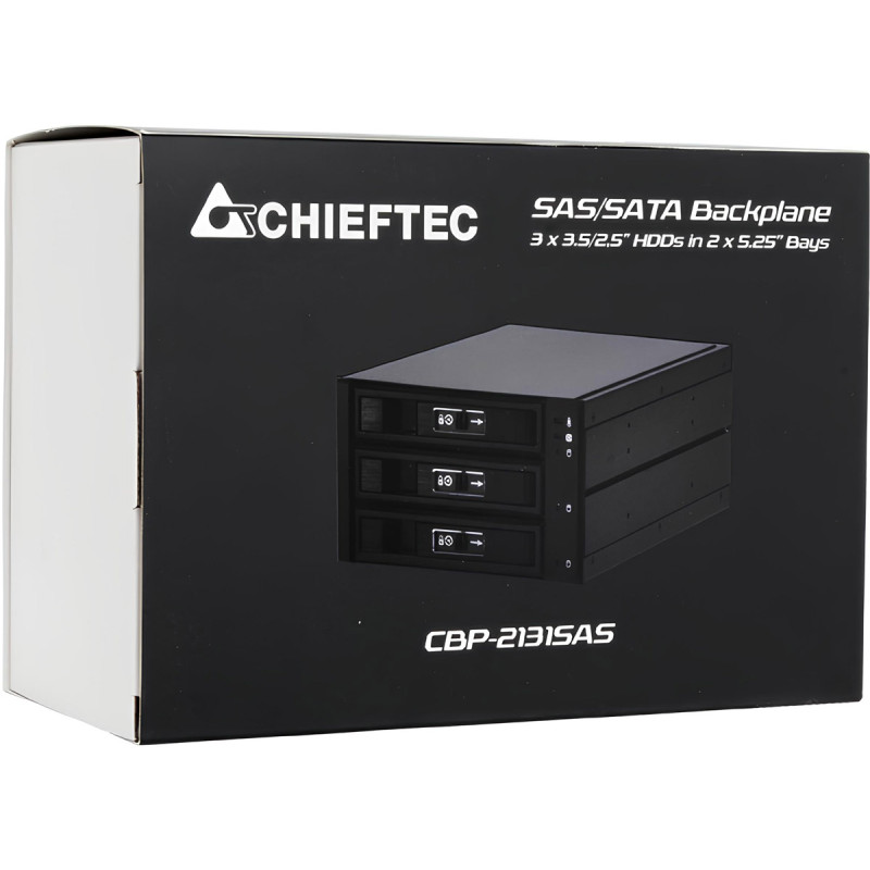 Бекплейн Chieftec CBP-2131SAS 2x5.25" -> 3x3.5" HDDs Hot-Swap Aluminium