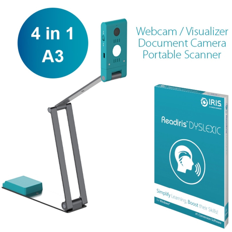 Сканер A3 Canon IRIScan Visualizer 7 Dyslexic (13MP,4K UltraHD,MIC, 4-in-1,USB,книжковий, блакитний)