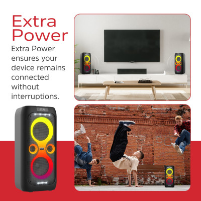 Акустична система 1.0 Energizer 50Вт Bluetooth 5.3/RMS/TF/USB/AUX/TWS/MIC, Dual 6.5” Drivers чорна