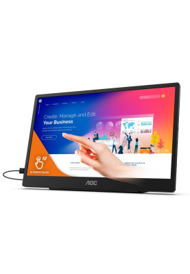 Моніто TFT 15.6" AOC 16T2, IPS, 60Hz, Micro-HDMI, USB-C, Pivot, колонки, темно сірий