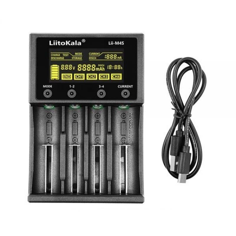 Зарядний пристрій LiitoKala Lii-M4S, 4х(Lion/NiMH/NiCd), PowerBank, discharge function, display