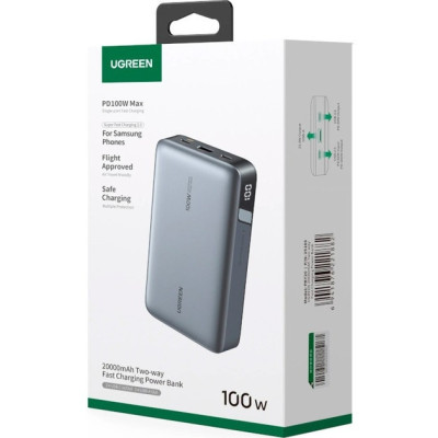 УМБ Ugreen 20000mAh 100W  PD,QC, USB-A, 2xUSB-С Grey (PB720)