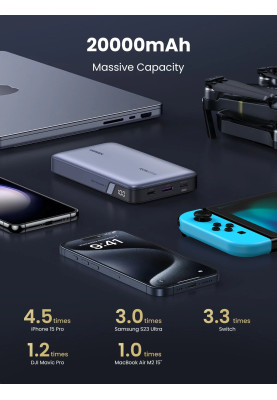 УМБ Ugreen 20000mAh 100W  PD,QC, USB-A, 2xUSB-С Grey (PB720)