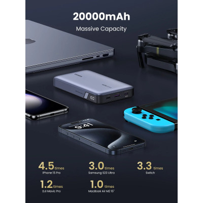 УМБ Ugreen 20000mAh 100W  PD,QC, USB-A, 2xUSB-С Grey (PB720)
