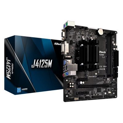 Материнська плата ASRock J4125M (Quad-Core Celeron 2.7GHz, 2xDDR4, VGA/HDMI/DVI, 1*PCIex16, 2xSATAIII, mATX)