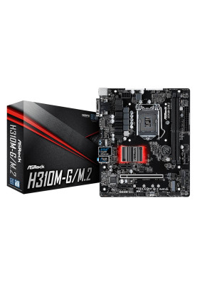 ASRock H310M-G/M.2/REF (1151/H310, 2*DDR4, 1xPCIe x16, 4xSATAIII, VGA/DVI-D/HDMI, GLan, 8ch, mATX)
