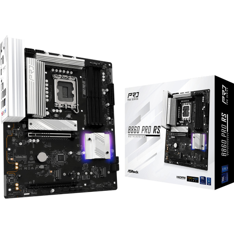 AsRock B860 Pro RS (1851/B860, 4*DDR5, 2*PCIex16, HDMI/DP, 4xSATA, 3xM.2, 2.5Glan, 7.1ch, ATX)