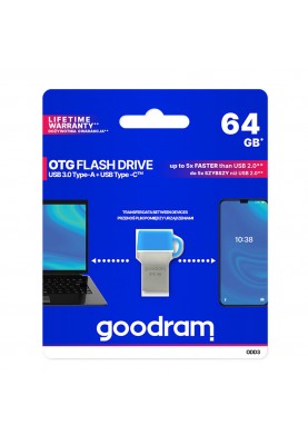 Пам'ять USB Flash GoodRAM 64GB USB 3.0/Type-C ODD3 Metal, Retail