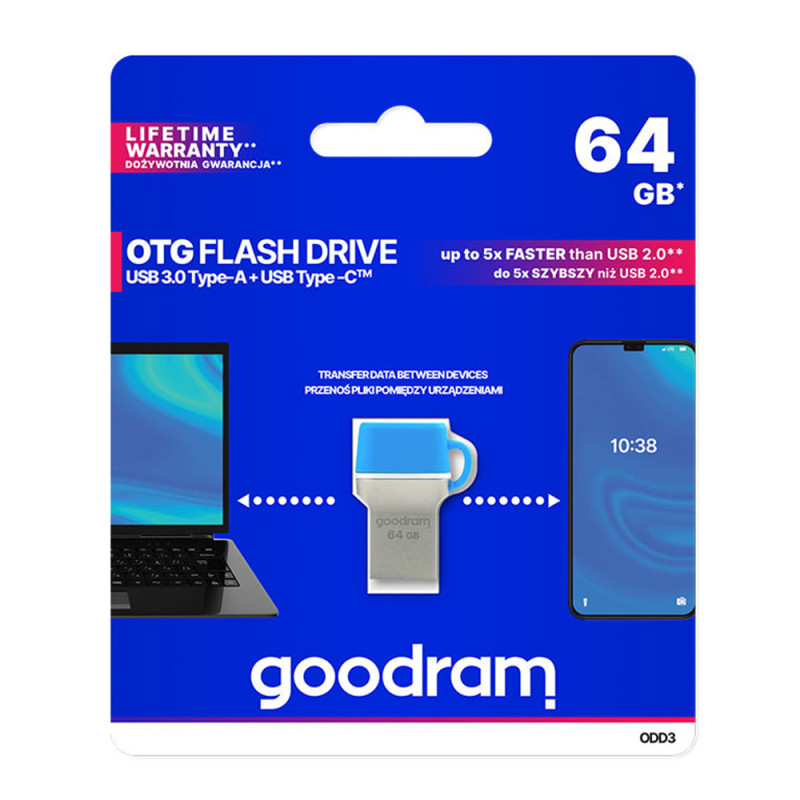 Пам'ять USB Flash GoodRAM 64GB USB 3.0/Type-C ODD3 Metal, Retail