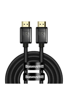 Кабель HDMI M-M, 2m, V2.1 8K,  High Definition Series (Zinc alloy) WKGQ000101 Baseus Чорний