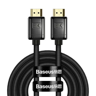 Кабель HDMI M-M, 2m, V2.1 8K,  High Definition Series (Zinc alloy) WKGQ000101 Baseus Чорний