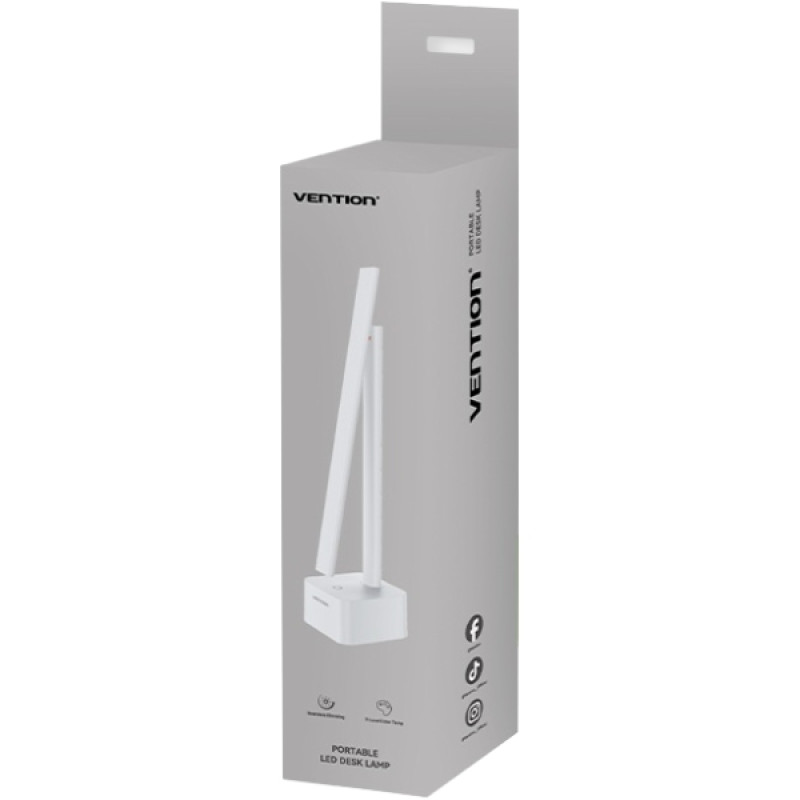 LED лампа настільна Vention USB Rechargeable Foldable Desk Lamp, 5W 6000K,1800mAh,Aluminum,біла