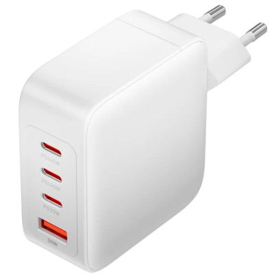 Зарядний пристрій 4xUSB 140W (3xUSB-C+USB-A) PD3.1/QC3.0/GaN White Vention