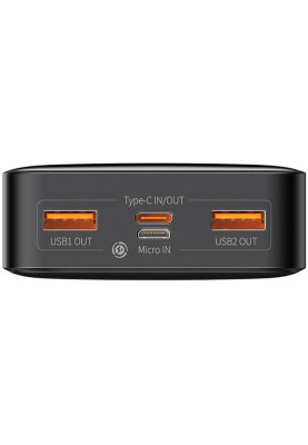 УМБ Baseus Bipow 20000mAh 20W, MicroUSB, 2xUSB,1xType-C In/Out PD,QC3.0 Black