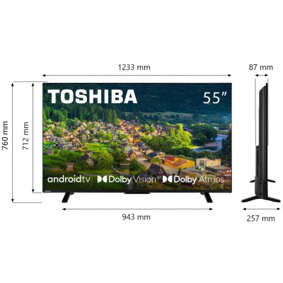 TV 55 Toshiba 55UA2363DG 4K UHD/LED/T2/Android 11/2 x 10W/Dolby Digital/HDMI/Wi-Fi/VESA 200 x 200 M4