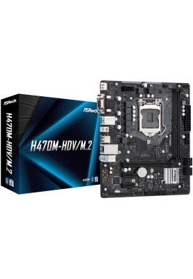 ASRock H470M-HDV/M.2/REF (1200/H470, 2*DDR4, PCIex16, 4xSATAІІІ, RAID, M.2, GLan, 7.1ch, mATX)