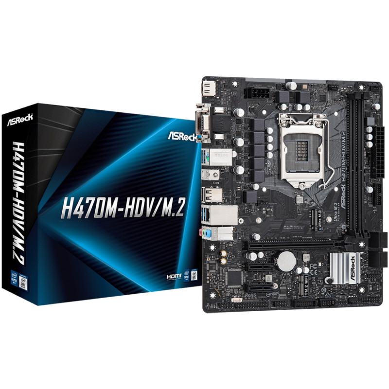 ASRock H470M-HDV/M.2/REF (1200/H470, 2*DDR4, PCIex16, 4xSATAІІІ, RAID, M.2, GLan, 7.1ch, mATX)