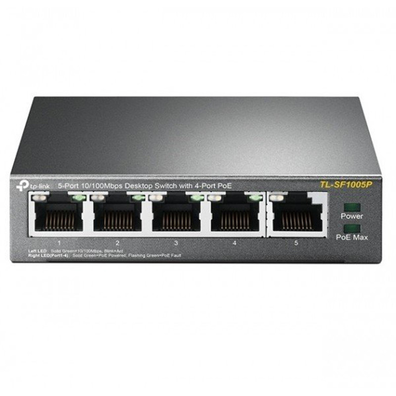 Комутатор TP-Link TL-SF1005P, 5x10/100 Fast Ethernet, FE/4xPoE 56W