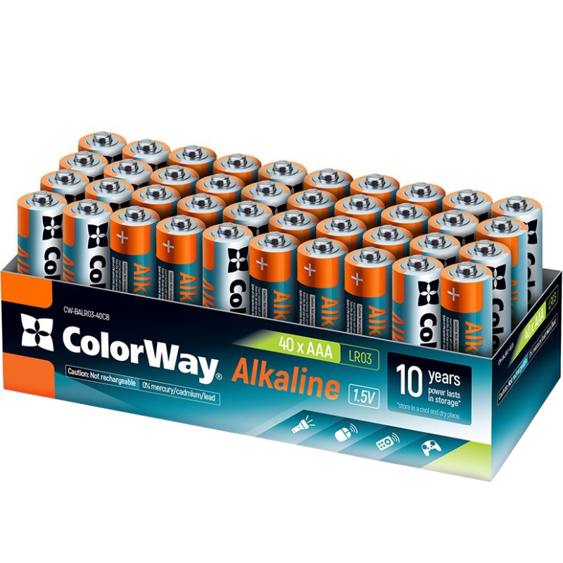 Батарейка AAА/LR03, Alkaline Power, лужні, СolorWay, BL (40шт.)