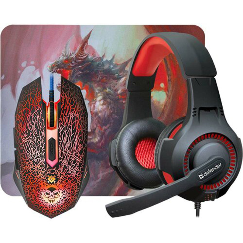 Комплект ігровий Defender DragonBorn MHP-003 (мишка+гарнітура+килимок)