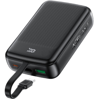 УМБ Acefast 20000mAh 22,5W PD,QC3.0 USB-A+USB-C In/Out,build-in cable M14 Black