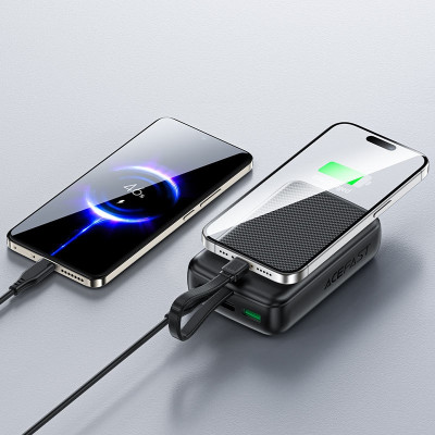 УМБ Acefast 20000mAh 22,5W PD,QC3.0 USB-A+USB-C In/Out,build-in cable M14 Black