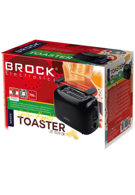 Тостер BROCK BT 1009 BK 750Вт/ 2 відділення/мех. управління/розморожування/чорний